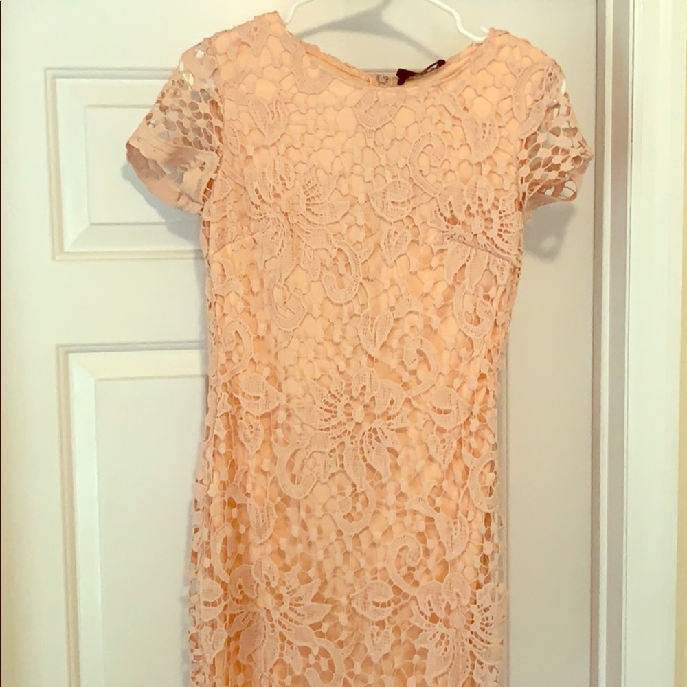 Light pink lace midi dress
